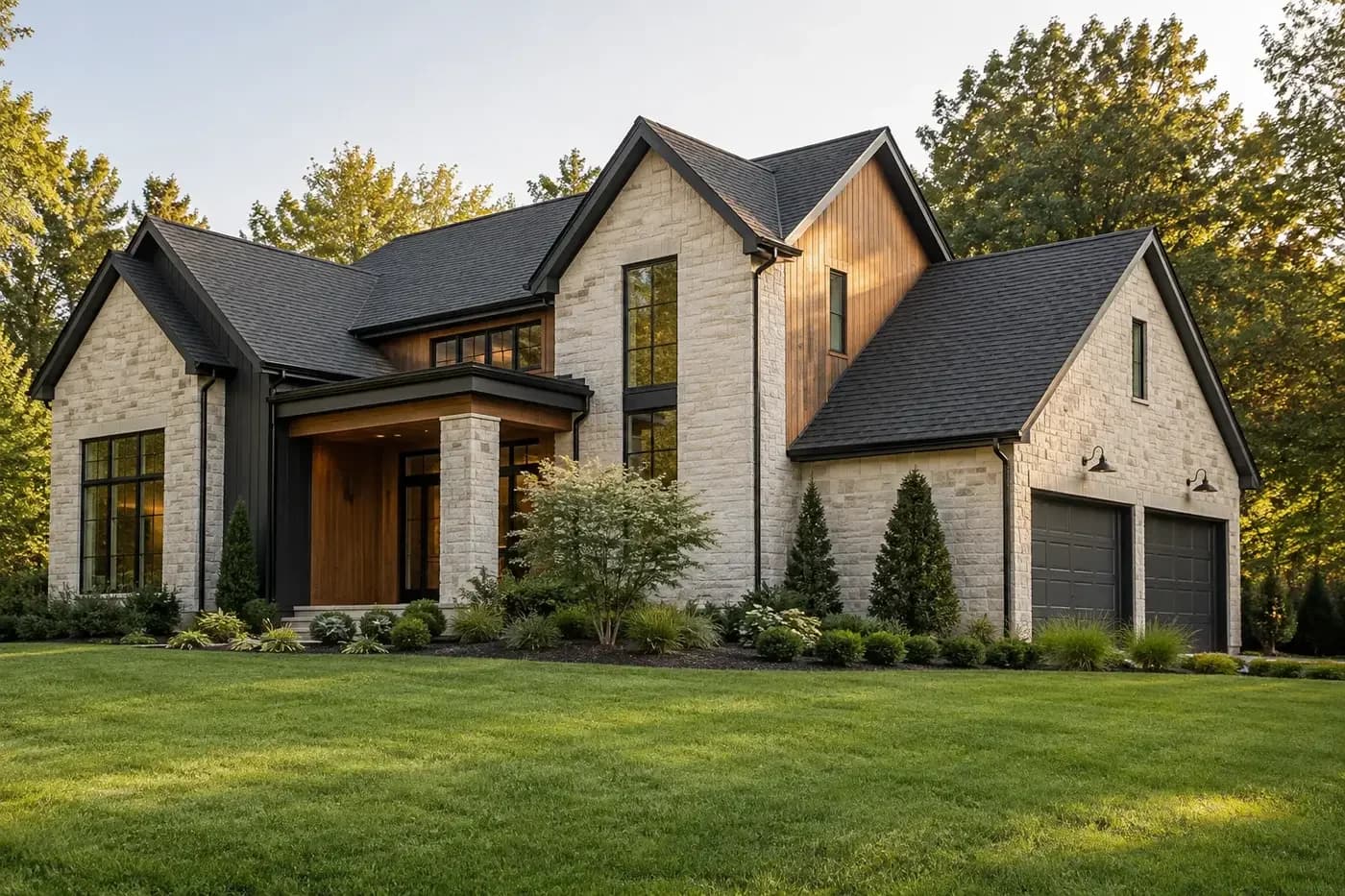 Illustrative luxury custom home with an attached garage planned for future electric vehicle charging