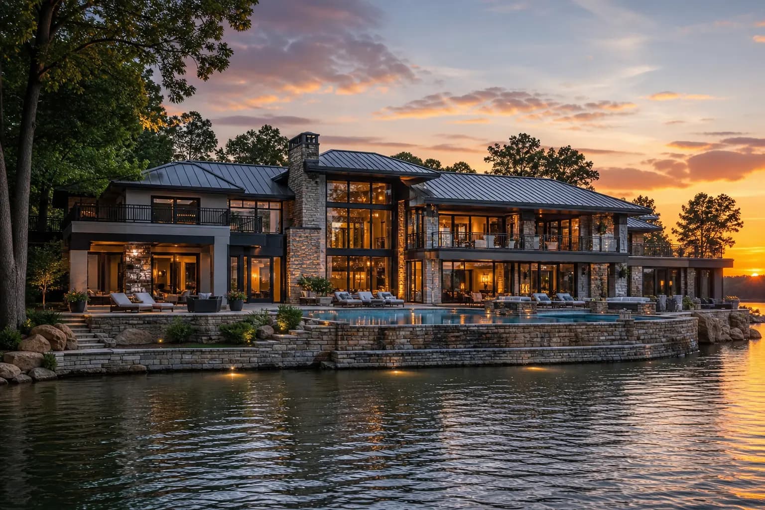 Luxury custom home exterior by Max Built, Davidson, NC luxury home builder