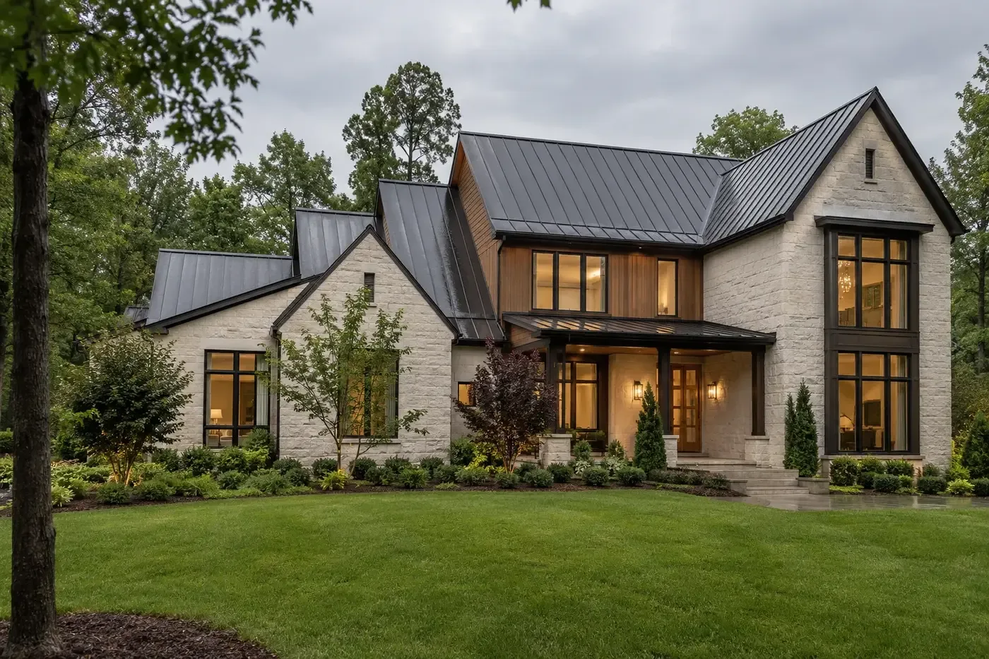 Illustrative luxury Charlotte-area custom home planned with coordinated water leak detection and shutoff protection